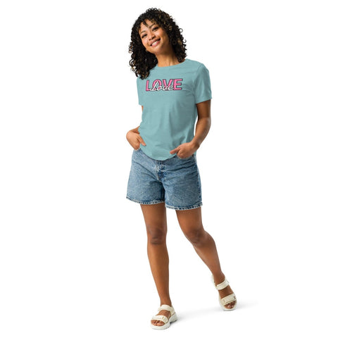 Heather Blue Lagoon Love Women's Relaxed Jersey Tee Bella+Canvas