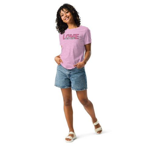 Heather Prism Lilac Love Women's Relaxed Jersey Tee Bella+Canvas