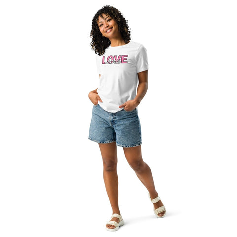 White Love Women's Relaxed Jersey Tee Bella+Canvas