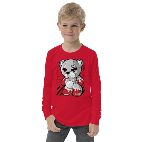 Red Machine Bear Robot Youth Long Sleeve Tee Bella+Canvas