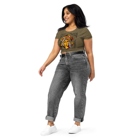 Heather Olive Medusa Women's Crop Tee Bella+Canvas