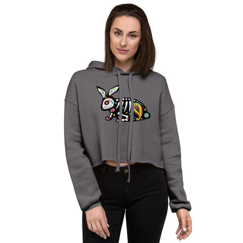 Storm Mexican Festive Rabbit Womens Fleece Crop Hoodie Bella+Canvas