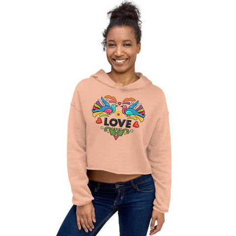 Peach Mexican Love Womens Fleece Crop Hoodie Bella+Canvas