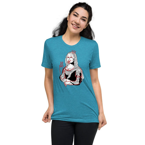 Aqua Triblend Modern Mona Lisa Unisex Triblend Short Sleeve T-Shirt Bella+Canvas