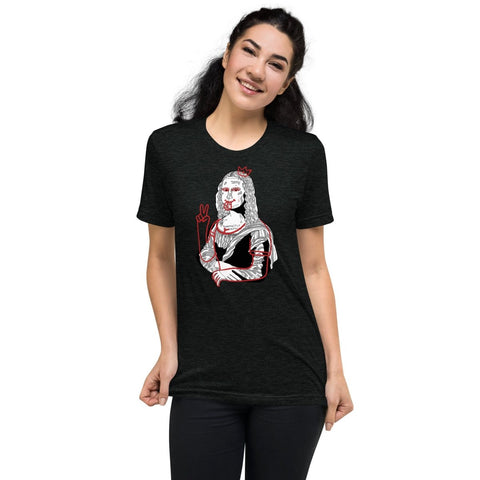 Charcoal - Black Triblend Modern Mona Lisa Unisex Triblend Short Sleeve T-Shirt Bella+Canvas