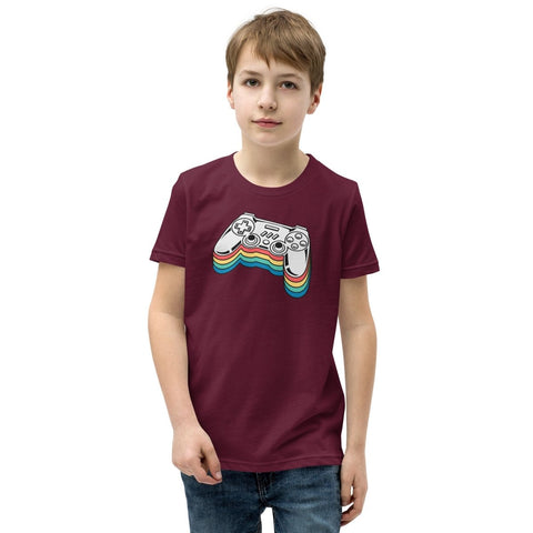 Maroon Multi - Layered Joystick Youth Short Sleeve Tee Bella+Canvas