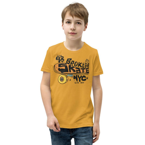 Mustard New York Broken Skate Youth Short Sleeve Tee Bella+Canvas