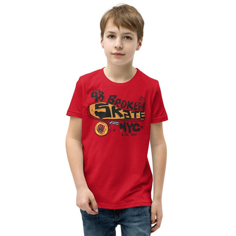 Red New York Broken Skate Youth Short Sleeve Tee Bella+Canvas