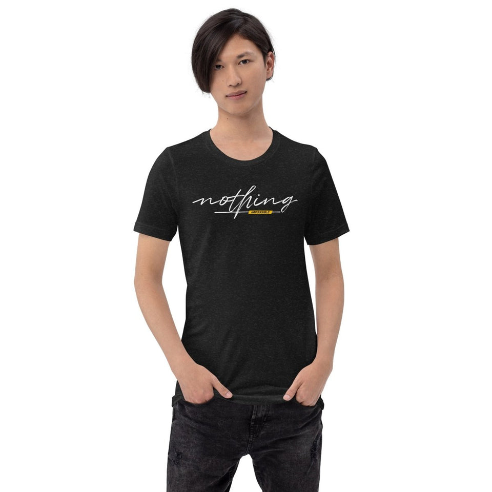 Black Heather Nothing Impossible Unisex Heather Short Sleeve Jersey T-shirt Bella+Canvas