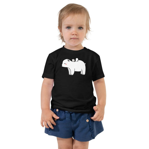 Black Polar Bear With Little Penguin Toddler Short Sleeve Tee Bella+Canvas