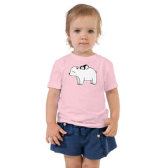 Custom printed toddler tee featuring a polar bear and penguin art for personalized style.