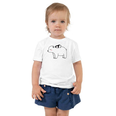 Custom printed toddler tee featuring a polar bear and penguin design, perfect for personalized style.