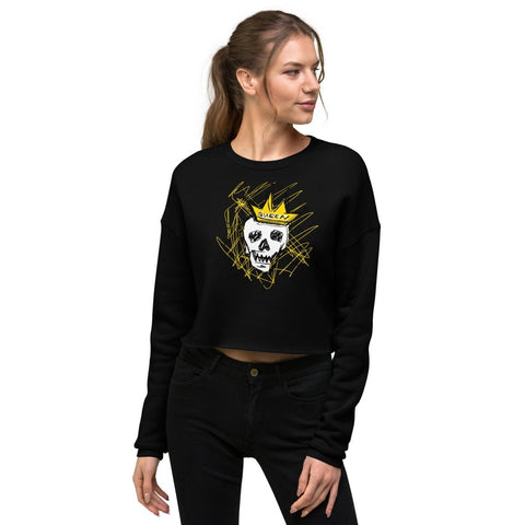 Black Queen Skull Women's Crop Sweatshirt Bella+Canvas