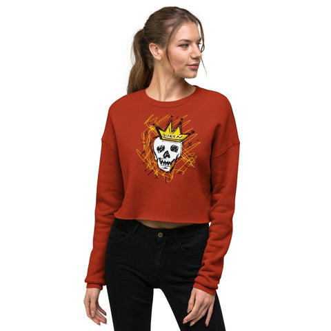 Brick Queen Skull Women's Crop Sweatshirt Bella+Canvas