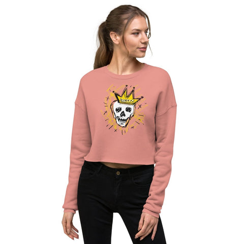 Mauve Queen Skull Women's Crop Sweatshirt Bella+Canvas