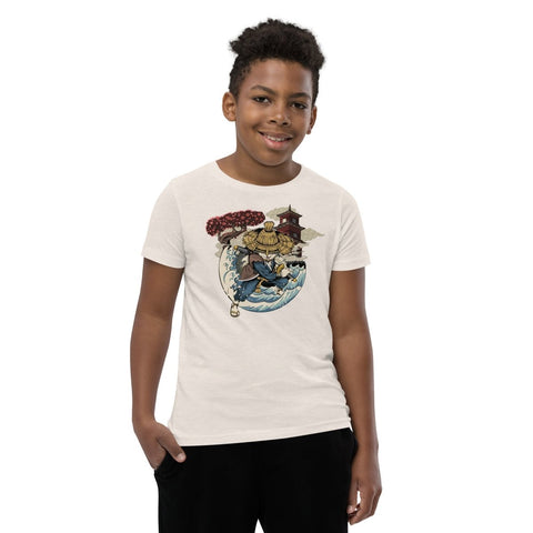 Heather Dust Samurai Puss Youth Short Sleeve Tee Bella+Canvas