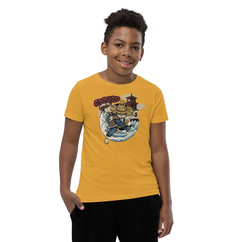 Mustard Samurai Puss Youth Short Sleeve Tee Bella+Canvas