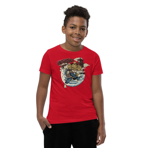 Red Samurai Puss Youth Short Sleeve Tee Bella+Canvas