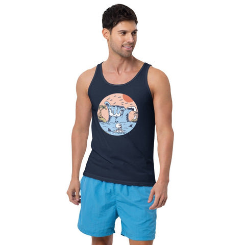 Navy Shaka Wave Unisex Jersey Tank Bella+Canvas