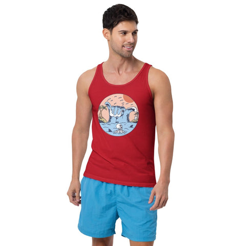 Red Shaka Wave Unisex Jersey Tank Bella+Canvas