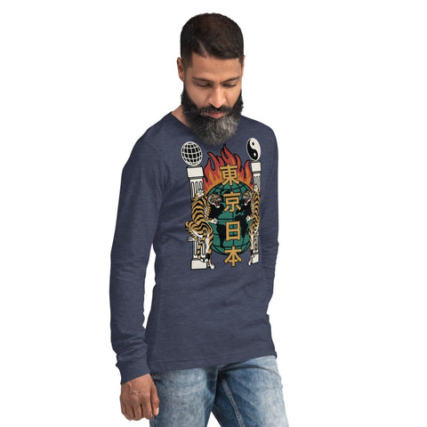 Heather Navy Symbolic Tigers Unisex Long Sleeve Shirt Bella+Canvas