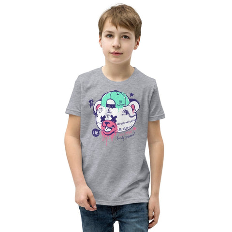 Athletic Heather Teddy Bear Bandit Youth Short Sleeve Tee Bella+Canvas