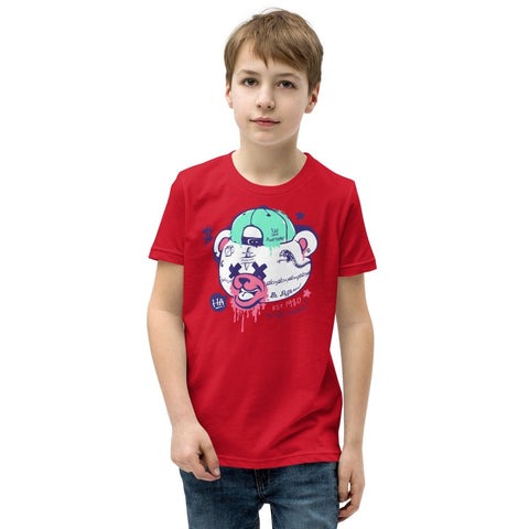 Red Teddy Bear Bandit Youth Short Sleeve Tee Bella+Canvas