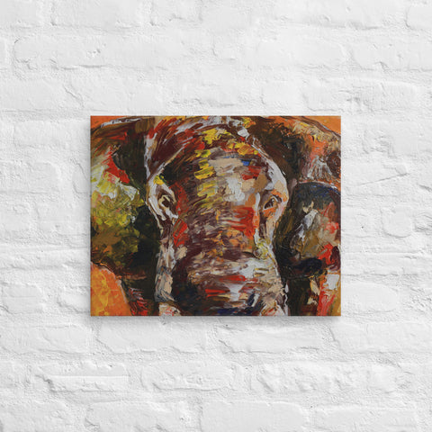 African Elephant At Sunset Canvas