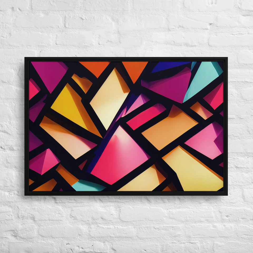 3D Geometric Shapes With Depth Framed Canvas (Black 24x36) by Canvas Devil. Available at Canvas Devil.