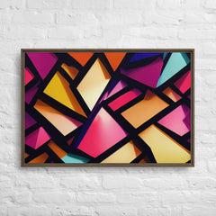 3D Geometric Shapes With Depth Framed Canvas (Brown 24x36) by Canvas Devil. Available at Canvas Devil.