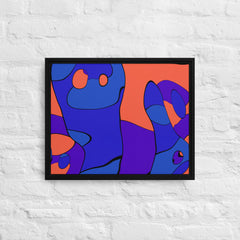 Cartoon Style Curved Lines Framed Canvas (Black 16x20) by Canvas Devil. Available at Canvas Devil.