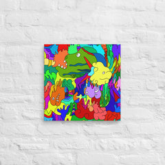 Colorful Abstract Monsters Canvas (16x16 ) by Canvas Devil. Available at Canvas Devil.