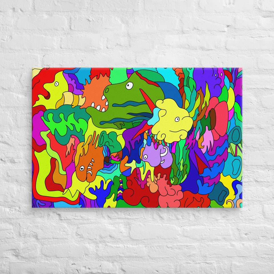 Colorful Abstract Monsters Canvas (24x36 ) by Canvas Devil. Available at Canvas Devil.