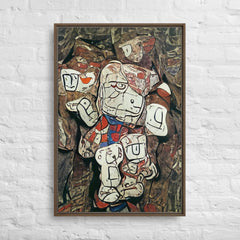 Deep Subconscious Moment In Cubism Framed Canvas (Brown 36x24) by Canvas Devil. Available at Canvas Devil.