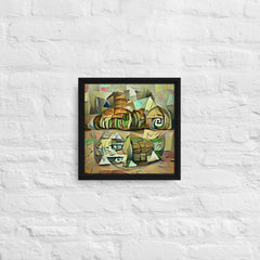 Echoes Of A Countryside In Cubism Framed Canvas (Black 12x12) by Canvas Devil. Available at Canvas Devil.