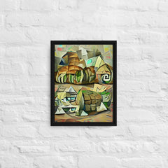 Echoes Of A Countryside In Cubism Framed Canvas (Black 16x12) by Canvas Devil. Available at Canvas Devil.