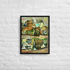 Echoes Of A Countryside In Cubism Framed Canvas (Black 24x18) by Canvas Devil. Available at Canvas Devil.