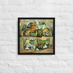 Echoes Of A Countryside In Cubism Framed Canvas (Black 16x16) by Canvas Devil. Available at Canvas Devil.