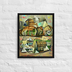 Echoes Of A Countryside In Cubism Framed Canvas (Black 20x16) by Canvas Devil. Available at Canvas Devil.