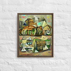 Echoes Of A Countryside In Cubism Framed Canvas (Brown 20x16) by Canvas Devil. Available at Canvas Devil.