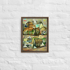 Echoes Of A Countryside In Cubism Framed Canvas (Brown 16x12) by Canvas Devil. Available at Canvas Devil.