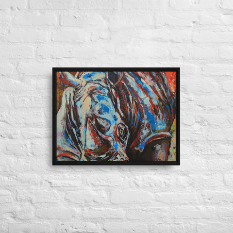 Black Multicolored Saturated Rhinoceros Framed Canvas Canvas Devil