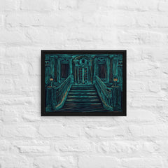 Old Building On A Dark Night Framed Canvas (Black 12x16) by Canvas Devil. Available at Canvas Devil.