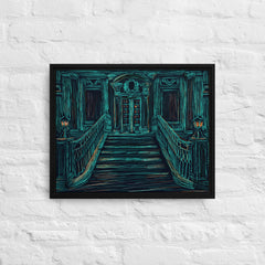 Old Building On A Dark Night Framed Canvas (Black 16x20) by Canvas Devil. Available at Canvas Devil.