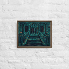 Old Building On A Dark Night Framed Canvas (Brown 12x16) by Canvas Devil. Available at Canvas Devil.