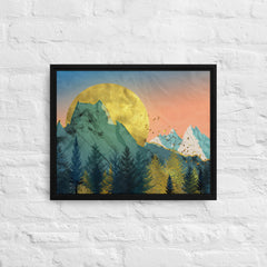 Snow In The Golden Mountains Framed Canvas (Black 16x20) by Canvas Devil. Available at Canvas Devil.