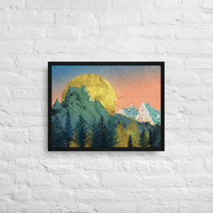 Snow In The Golden Mountains Framed Canvas (Black 18x24) by Canvas Devil. Available at Canvas Devil.