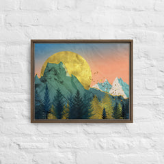 Snow In The Golden Mountains Framed Canvas (Brown 16x20) by Canvas Devil. Available at Canvas Devil.