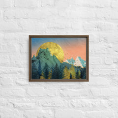 Snow In The Golden Mountains Framed Canvas (Brown 12x16) by Canvas Devil. Available at Canvas Devil.