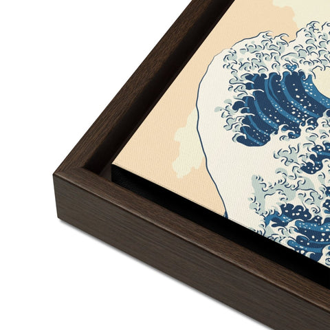 White The Great Wave Off Kanagawa Framed Canvas Canvas Devil